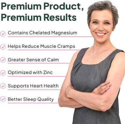 Organics Ocean Pure Magnesium Glycinate with Zinc, Maximum Strength Chelated Magnesium Supplement for Women and Men for Muscle Cramps and Sleep Support, 90 Capsules，（Minimum order of two items）