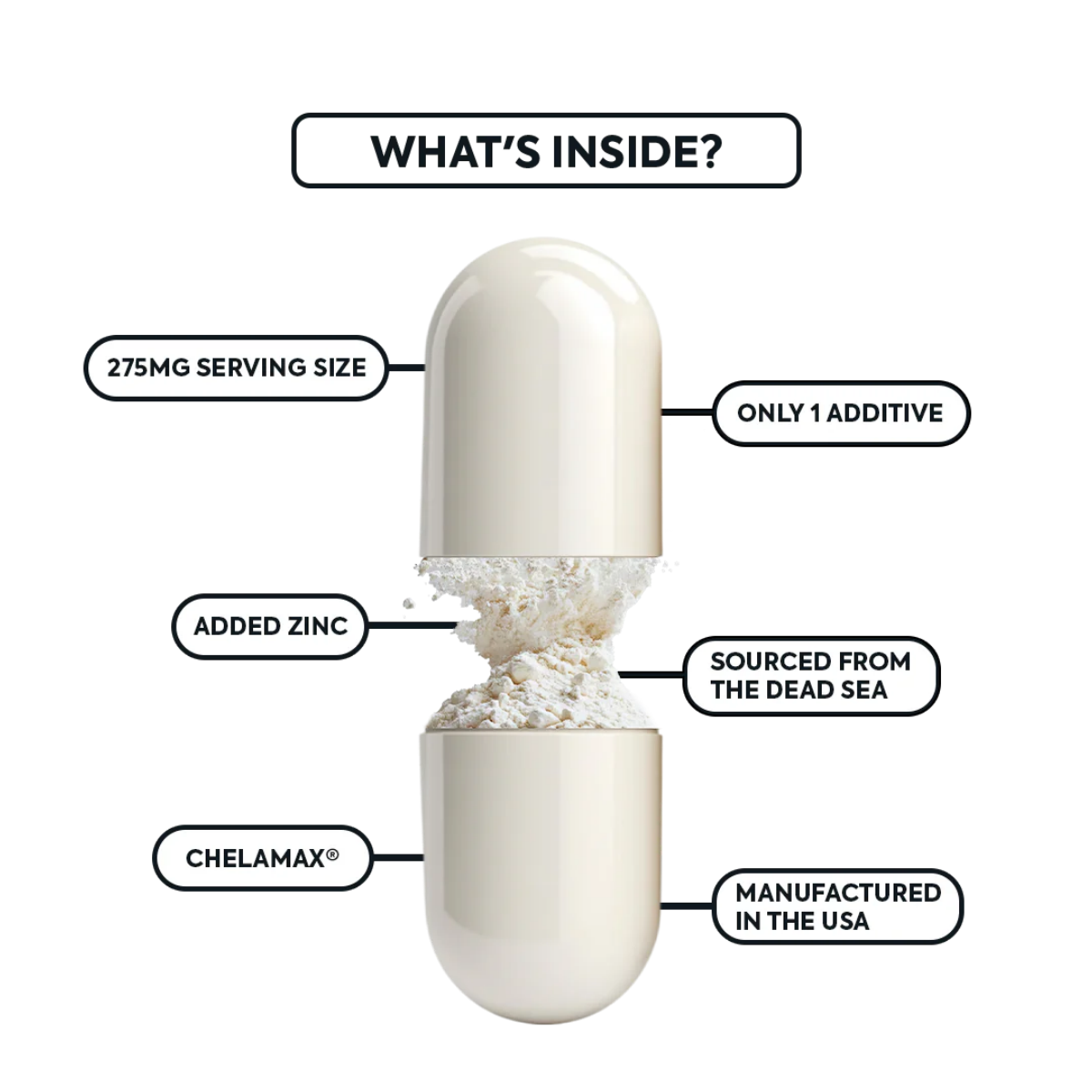 Organics Ocean Pure Magnesium Glycinate with Zinc, Maximum Strength Chelated Magnesium Supplement for Women and Men for Muscle Cramps and Sleep Support, 90 Capsules，（Minimum order of two items）