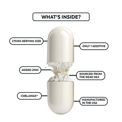 Organics Ocean Pure Magnesium Glycinate with Zinc, Maximum Strength Chelated Magnesium Supplement for Women and Men for Muscle Cramps and Sleep Support, 90 Capsules，（Minimum order of two items）