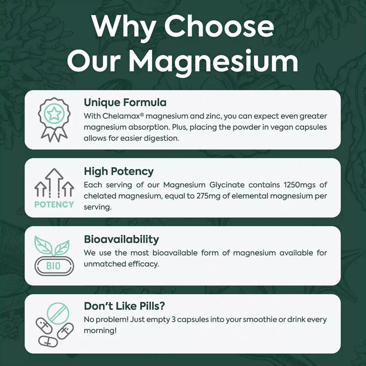 Organics Ocean Pure Magnesium Glycinate with Zinc, Maximum Strength Chelated Magnesium Supplement for Women and Men for Muscle Cramps and Sleep Support, 90 Capsules，（Minimum order of two items）